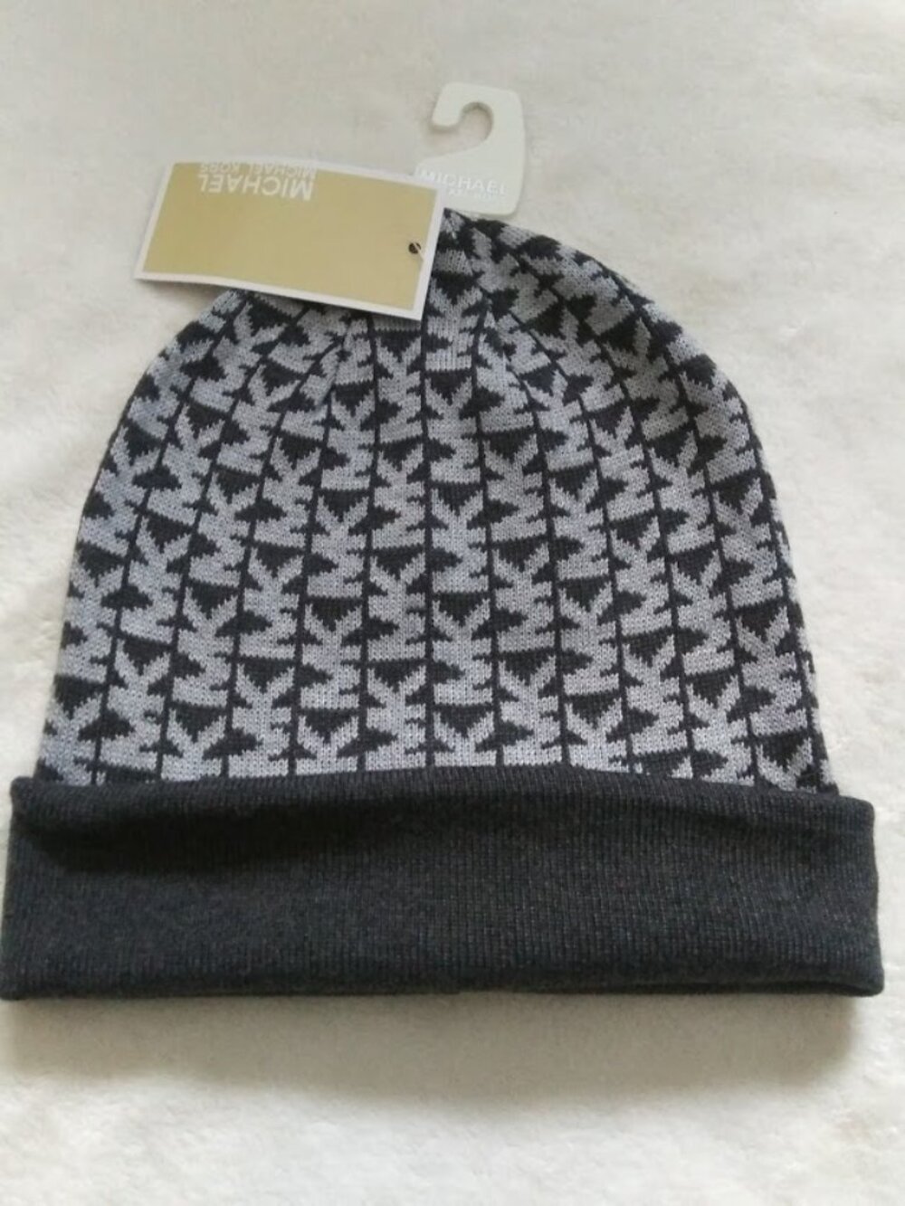 Michael Kors Winter Hat Gray MK Initial New